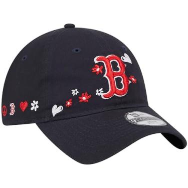 Imagem de New Era Boné juvenil Boston Red Sox 9TWENTY Flores e Corações, boné ajustável, Azul, Tamanho Único