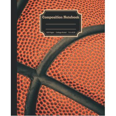 Imagem de Caderno de composição: pautado na faculdade; lindo diário com forro estético, com um design clássico de capa de basquete para meninos, meninas, adolescentes e adultos.
