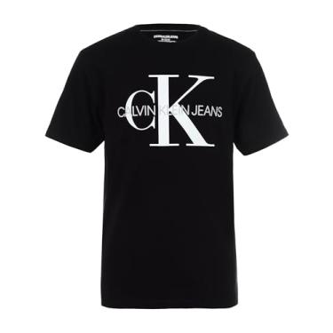 Imagem de Calvin Klein Camiseta masculina clássica com logotipo Ck, Preto verdadeiro, 8