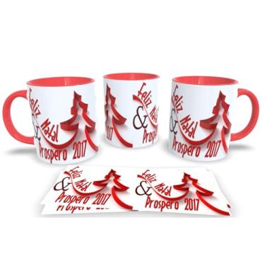 Imagem de Canecas de Porcelana Vermelha Personalizadas Arvore de Natal (Mod.7)