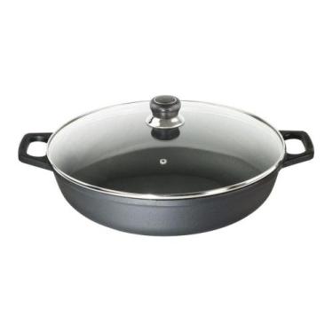 Imagem de Paella Ferro Fundido Alça Ferro Tampa Vidro Santana 30 Cm