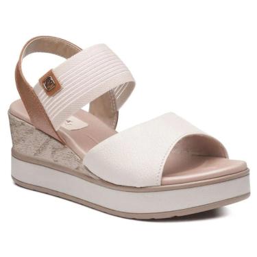 Imagem de Sandália Couro Anabela Pegada Feminina - Off White