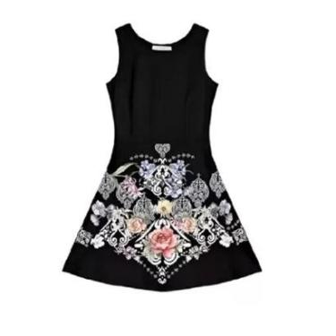 Imagem de Vestido feminino regata curto estampa sublimada saia rodada-Feminino