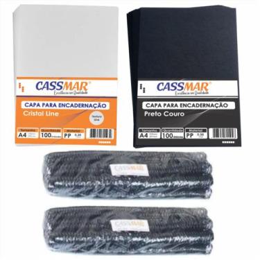 Imagem de Kit Encadernação 200 Capas A4 + 200 Espirais Pretos 12, 14mm - Cassmar