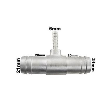 Imagem de Conexão Alumínio Tee Redução Adaptação 20x6x20mm Universal - PARAISO D