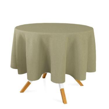 Imagem de Toalha de Mesa Redonda em Tecido Jacquard Dourado e Turquesa Liso Trad