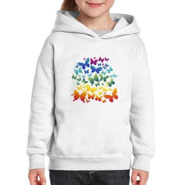 Imagem de Moletom Infantil Borboletas Coloridas - Foca na Moda, Branco, 4