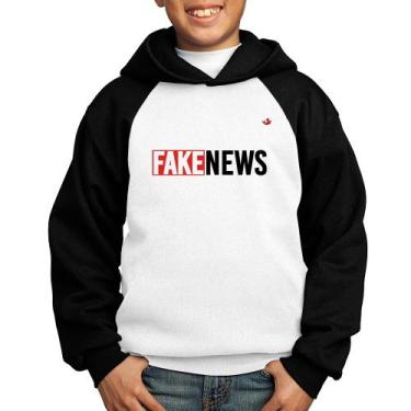 Imagem de Moletom Infantil Fake News - Foca na Moda, Branco, Preto, 10