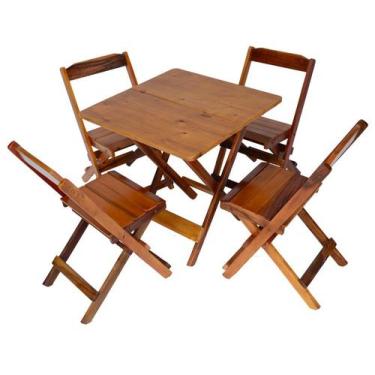 Imagem de jogo de mesa com 4 cadeiras dobráveis - Estilo Rústico - cor mel - Mad