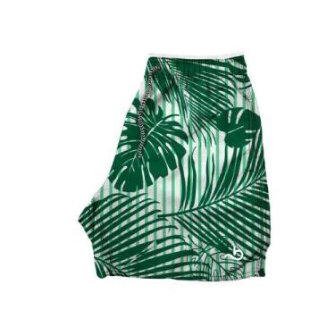Imagem de Short Estampado Masculino Florido Folhagem Verde Listrado - Bueno Stor