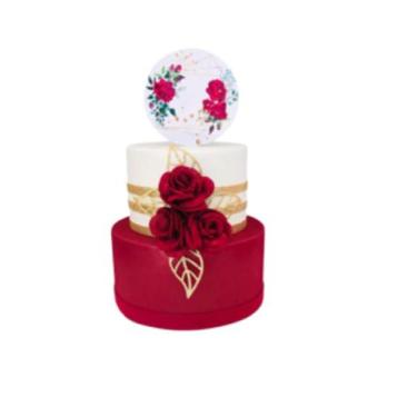 Imagem de Bolo Fake Floral Bordô - Catavento Festa dos Sonhos