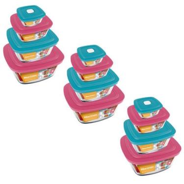 Imagem de Jogo 12 Potes Quadrado Vidro 300ml 500ml 1L 2L Nadir Marinex