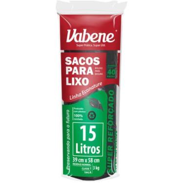Imagem de Saco para Lixo 15L Preto 39X58CM 35 Micras - Rolo com 40 Unidades - Va