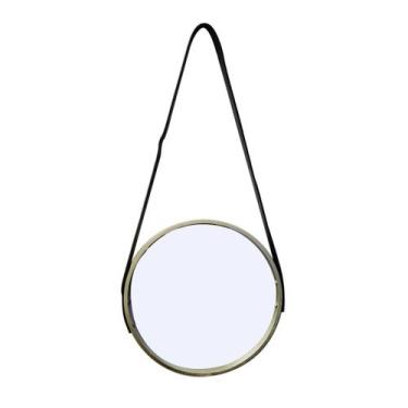 Imagem de Espelho De Parede Moldura De Madeira Redondo 30cm  - TOP RIO, DOURADO