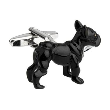 Imagem de Abotoaduras para buldogue de cachorro preto francês pintado