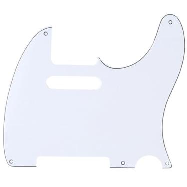 Imagem de Musiclily 5 Furos Escudo Tele Pickguard para Guitarra Fender EUA/Mexicana Telecaster Standard Estilo Moderno, 3 Camadas Branco