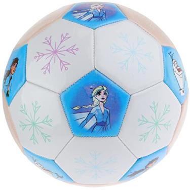 Imagem de Bola de futebol Disney Frozen com design de flocos de neve para crianças, branca, tamanho 5