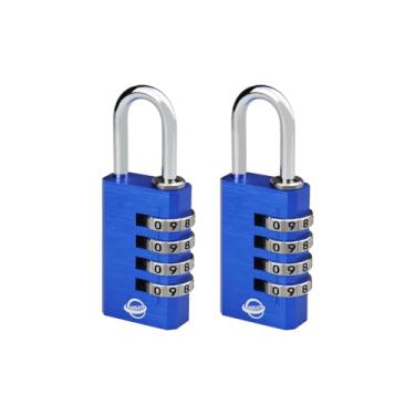 Imagem de SISAV Cadeado de combinação de alumínio de 4 dígitos para academia, armários escolares, caixa de ferramentas, portão de cerca e armário de funcionários, (azul pacote com 2)