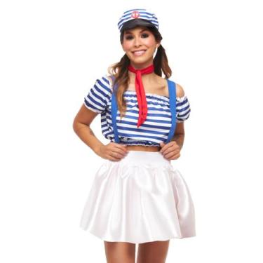 Imagem de Fantasia Marinheira Feminina Roupa Carnaval Adulta + Chapéu - FSP, GG