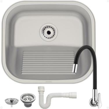 Imagem de Tanque Inox Tramontina 40x35 AC + Torneira Parede Lorenzetti