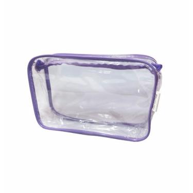 Imagem de Kit com 2 necessaire Transparente 23x15 viagem, maquiagem, esmalte, or
