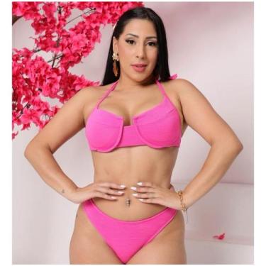 Imagem de Biquíni Asa Delta Lara Meia Taça Com Bojo Moda Verão - NoBrand, Rosa, 