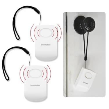 Imagem de Securityman Alarme de maçaneta de porta com alarme de porta portátil acionado por vibração de 130 dB - perfeito para abrir para crianças, crianças, idosos, hotéis, viagens, quarto (pacote com 2 portas