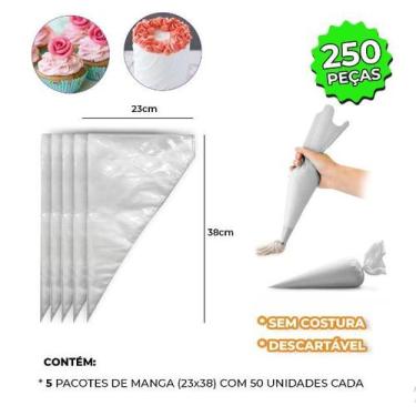 Imagem de Kit 250 Saco/Manga de Confeitar Descartável Grande 38cm  - Prime Chef