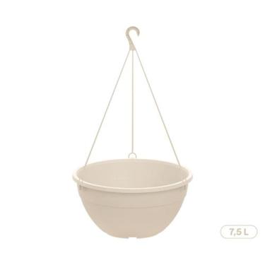 Imagem de Vaso Cuia Suspenso 7,5L Fosco com Gancho Plástico para Pendurar Planta