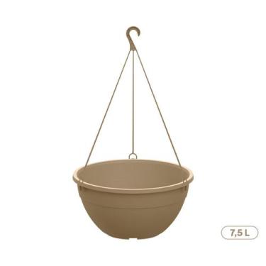 Imagem de Vaso Cuia Suspenso 7,5L Fosco com Gancho Plástico para Pendurar Planta