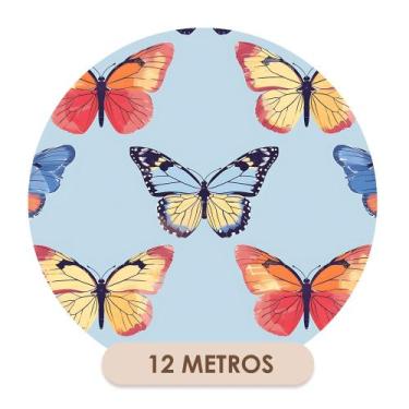 Imagem de Papel de Parede Adesivo Azul Borboletas  - Deliquadros, 12 METROS