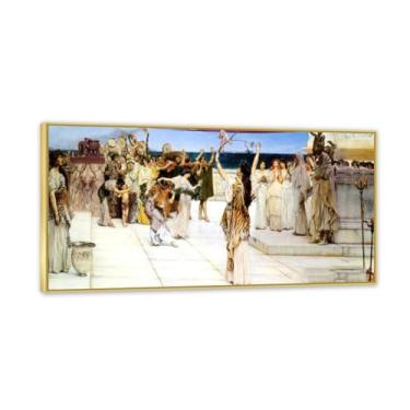 Imagem de MOBYAT Moldura dourada A Dedication to Bacchus por Lawrence Alma Tadema Prints, reprodução de pintura a óleo, impressão giclée em tela, arte de parede pronta para pendurar para decoração de quarto de