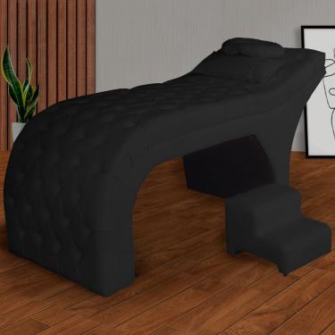 Imagem de Kit Maca e Escada Para Massagem e Estética Suede Preto - lm decor