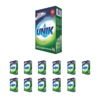 Imagem de Kit Detergente para Lava-Louça Unik Brisa de Limão em Pó 1kg com 12 unidades
