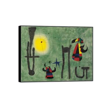 Imagem de Joan Miró Imagem de arte de parede em tela - reprodução de impressões de arte famosas abstratas - pinturas de moldura preta para decoração de sala de estar (arco voa) 20x25cm-8x10in