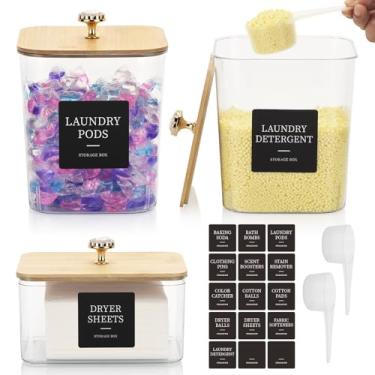 Imagem de GlintGath Pacote Com 3 Recipientes Para Organização E Armazenamento De Lavanderia, Cápsulas Lavanderia Suporte Lençóis Secadora Colher Etiquetas Organizador Detergente Roupas