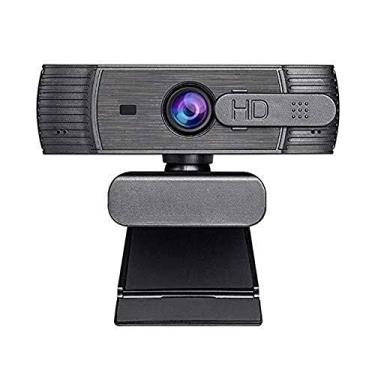 Imagem de Webcam Full HD 1080p com microfone estéreo widescreen para chamadas de vídeo e gravação clipe giratório flexível para laptops, desktop e jogos, preto adequado para computador doméstico eq