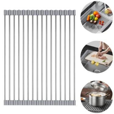 Imagem de Escorredor de Louças Esteira Secadora/Secagem Dobrável Aço Inox Multif