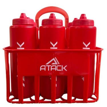 Imagem de Kit Cesta com 6 Squeezes Atack Válvula Automática Esportes Hidratação,
