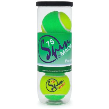 Imagem de Bola de Tênis Spin 75 Tubo com 3 Bolas Amarela e Verde