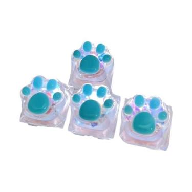 Imagem de Kit com 4 Keycaps de Gato - Design Bonito com Lantejoulas e Eixo Cruz,