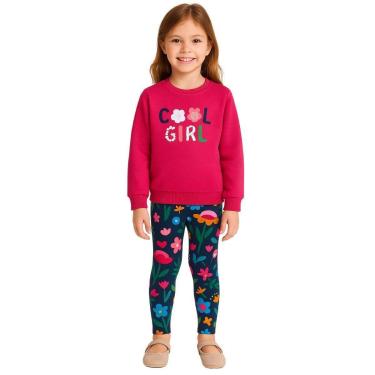 Imagem de Conjunto Moletom Peluciado e Legging Estampada Infantil Menina Kyly-Feminino