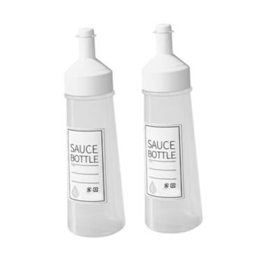 Imagem de Ｂｅｓｇａ 2 unidades de frascos para molho, com etiqueta gravável, dispensador de condimentos, com escala para óleo, churrasco, food trucks, ketchup, camping, 7x7x24.5cm 450ml