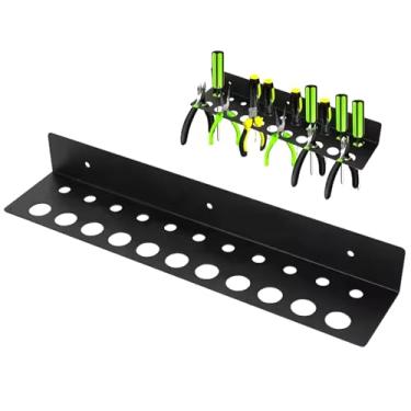 Imagem de JZLEJC Suporte de perfuração de parede, chave de fenda e organizador de alicate que economiza espaço, suporte de martelo para oficina, bancadas de trabalho, garagem