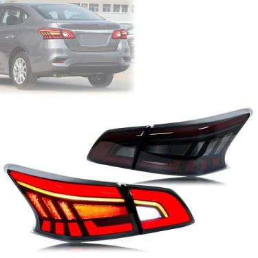 Imagem de Novo acessório compatível com Nissan Sentra 2013-2019 B17 Luzes traseiras de LED completas com conjunto de lâmpadas traseiras de animação dinâmica sequencial de seta (preto)
