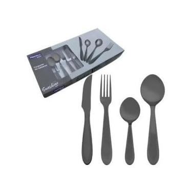 Imagem de Faqueiro Black em Aço Inox, 24 Peças, Garfo, Faca, Colher de Mesa e Chá