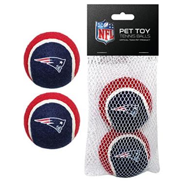 Imagem de Bolas de tênis NFL New England Patriots para cães e gatos – conjunto de 2 peças com logotipo do time em cores vibrantes da equipe