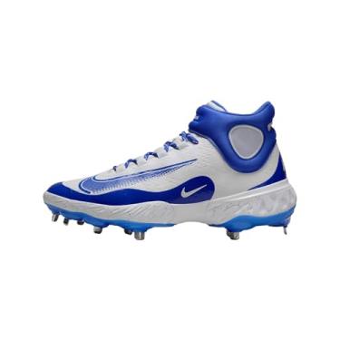 Imagem de Nike Chuteira de beisebol masculina Alpha Huarache Elite 4 Mid (FD2744-104, branco/Hyper Royal), Branco/Hyper Royal, 38