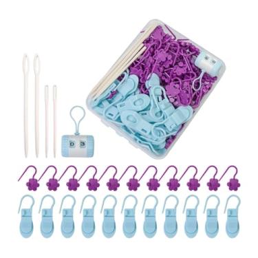 Imagem de predolo Marcadores de ponto de crochê Marcadores de costura Artesanato faça você mesmo Acessórios de balcão multiuso elegantes, Azul