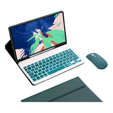 Imagem de Teclado Para Samsung Tab S7 Plus/S7 fe/S8 Plus-12.4in.com Capas+Mouse (Verde Escuro, Teclado retroiluminado)